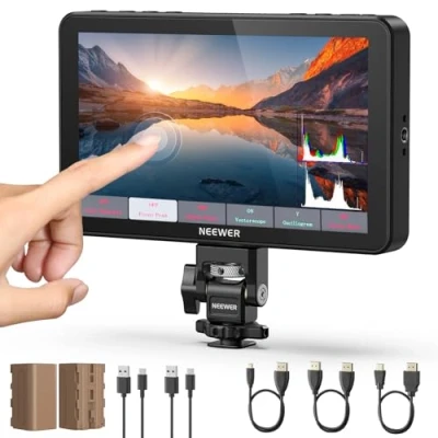 Immagine di NEEWER F700 Monitor da Campo per Fotocamera 7&quot;, 2000nit HD 1920x1080 IPS Touch Screen con 3D LUT,4K HDMI Loop in/Out Peak Focus DSLR Video Assist HDR Waveform, Cold Shoe, 2 Batterie NP F750 e Cavo