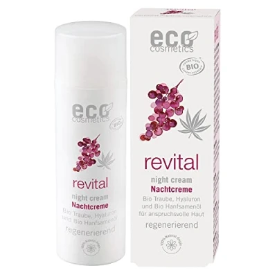 Immagine di ECO Revital Crema da notte 50 ml con estratto di semi d&#039;uva, ialuronico e olio canapa organico Cosmos Organic