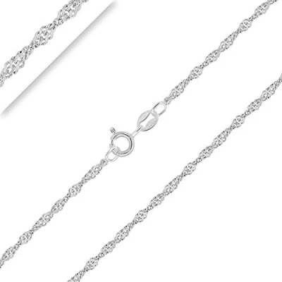 Immagine di PLANETYS Catenina Argento Sterling 925 Rodiato Modello Singapore Larghezza: 1.4 mm Lunghezza: 40 cm