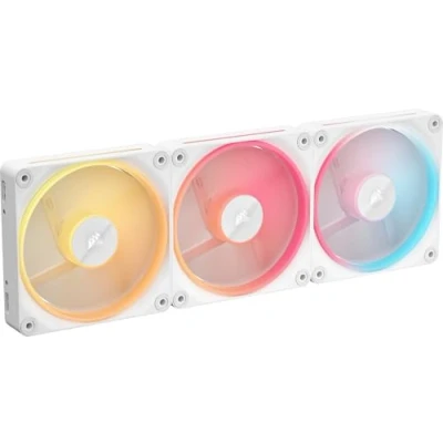 Immagine di CORSAIR iCUE LINK LX120 R RGB 120mm Ventole PWM Invertite Kit Tripla Ventola Basso Rumore, Cuscinetto Magnetico a Cupola, Doppio Anello Luminoso, Viti QuikTurn™, Modalità Zero RPM Bianco