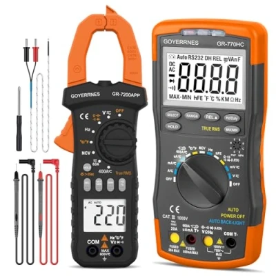 Immagine di Multimetro digitale conta l&#039;amplificatore AC DC metro senza contatto, Misuratore di ampere contatto con gamma automatica APP mobile per misurazione volt ohm temperatura,