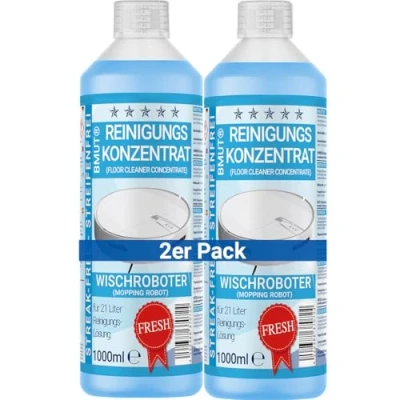 Immagine di 2 x 1000 ml detergente per robot pulitore concentrato con profumo fresco e bicchiere dosatore senza strisce schiuma, pavimenti