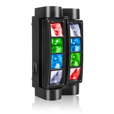 Immagine di UKing 8x10W Teste Mobili,RGBW Luci Discoteca Effetto DMX512, con Modalità di Controllo del Suono e Automatica,Luci Palco per Bar Christmas Halloween Party