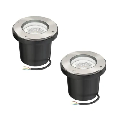 Immagine di ledscom.de 2 pz. lampada da incasso a pavimento BOFU per esterni orientabile in acciaio inox rotonda IP67 150mm Ø incl. LED (bianco caldo, 2.339W, 227lm, 110)