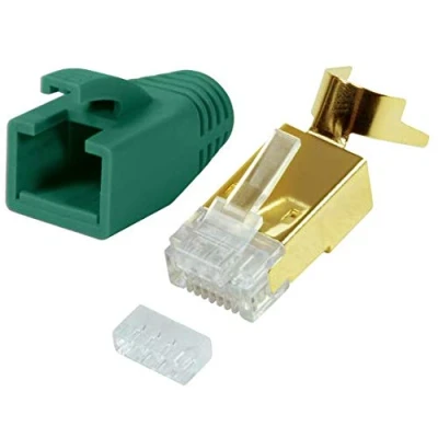 Immagine di Odedo Confezione da 10 connettori crimpati CAT 7 7A, 6A 8.1, cavo di posa fino a 8 mm 10GBit Gigabit Ethernet rigido, cavi flessibili 1.2 1.45 AWG 22 24 RJ45 verde
