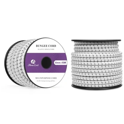 Immagine di Abma Cord Corda Elastica 6mm 10M di Gomma Cavo Elastico Marino per Teloni, Tende e Bagagli Nero&amp;Bianca