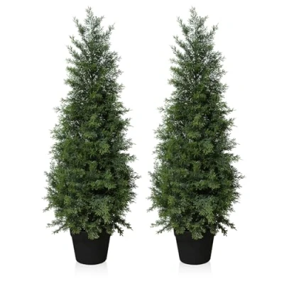 Immagine di Fopamtri Piante Finte da Interno Cedro Artificiale 90cm Artificiali Cipressi in Vaso Resistente Agli UV per Soggiorno Giardino Anteriore Decorazione (2 Pezzi)