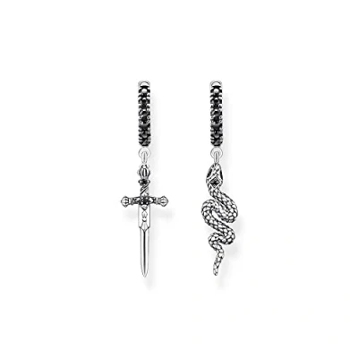 Immagine di Thomas Sabo Orecchini da donna a forma di serpente e spada in Argento Sterling 925 annerito con zirconi, dimensioni: 35 x 8 mm, CR713 643 11, 35x8 sterling, Zirconia cubica 1