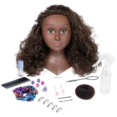 Immagine di Smoby Testa per acconciature afro Facile da modellare 23 accessori realistici Labbra sensibili al calore Sportello portaoggetti