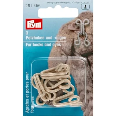Immagine di Prym Gancio E Occhiello In Finta Pelliccia, Poliestere, Beige, 9.3 x 5.7 1.8 cm