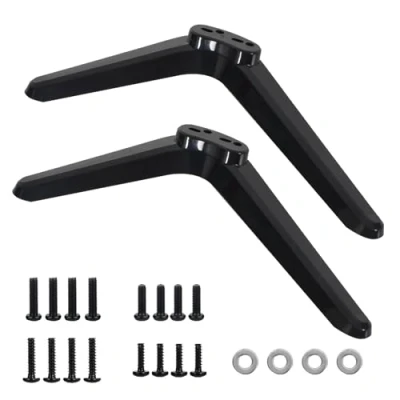 Immagine di Supporto TV Universale Compatibile con Maggior Parte dei LCD LED da 32 40 49 50 55 Pollici, Gambe Nere per Base, Tavolo, Piedi Smart Viti, Facile Installare