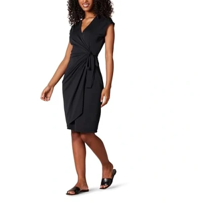 Immagine di Amazon Essentials Abito Classico Avvolgente con Maniche ad Aletta (Taglie Forti Disponibili) Donna, Nero, M