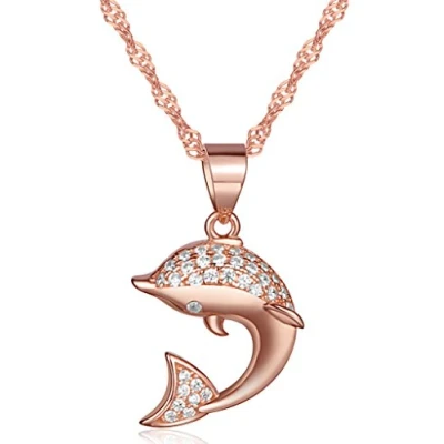 Immagine di Yumilok Collana con delfino, argento Sterling 925 e zirconi, color oro rosa, argento, colore: cod. Y30110 R
