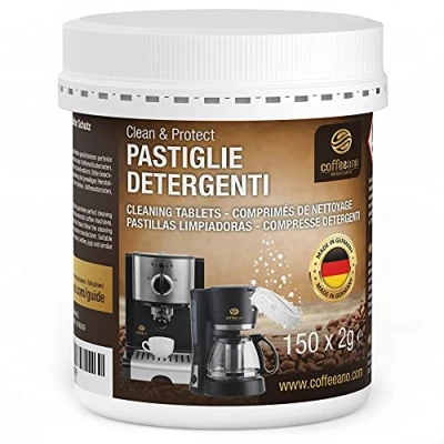 Immagine di 150 pastiglie detergenti Coffeeano per macchine da caffè superautomatiche e Clean&amp;Protect. Pasticche compatibili con ogni marca. Incl. eBook