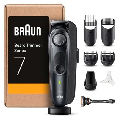 Immagine di Braun Series 7 RASOIO ELETTRICO BARBA, REGOLABARBA UOMO, Rifinitore Di Precisione, lama barba Problade, 40 Lunghezze, Wet&amp;Dry Ricaricabile, Imballaggio Riciclabile, Idea Regalo BT7441 Nero