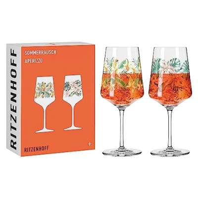 Immagine di RITZENHOFF 6221001 Set di 2 bicchieri aperitivi da 500 ml, serie Sommerrausch, stile floreale, multicolore