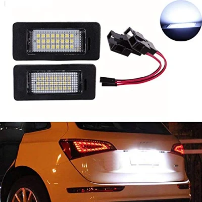 Immagine di VIGORFLYRUN PARTS LTD Luci Targa a LED Luce Lampada Posteriore 24LED SMD 6000k Xeno Bianco Canbus Error Free per A4 S4 A5 S5 Q5 TT/TT RS