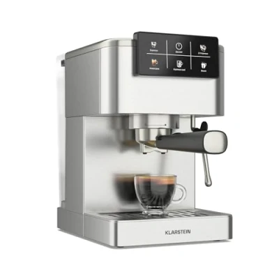 Immagine di KLARSTEIN SteelPresso Touch Macchina da caffè Espresso, 20 Bar, 1350W, Montalatte Integrato, Display Touch, Serbatoio: 1,5L, Acciaio Inox, per Espresso Bar