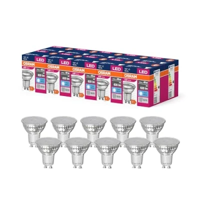 Immagine di OSRAM Valore a stella LED PAR16 per base GU10, lampada riflettore, GL, 620 lumen, bianco freddo, 4000k, sostituzione lampadine 49 W convenzionali, non dimmerabile, 10 pacchetti
