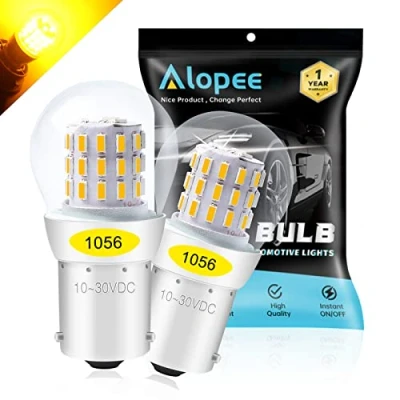 Immagine di Alopee (Confezione da 2 Lampadina di Ricambio per Auto a LED Giallo Brillante Indicatore Direzione Luce Lampeggiante 1056 BAU15S 7507 12496 RY10W, con Chip 3014 39 Pezzi, 10 30V DC.