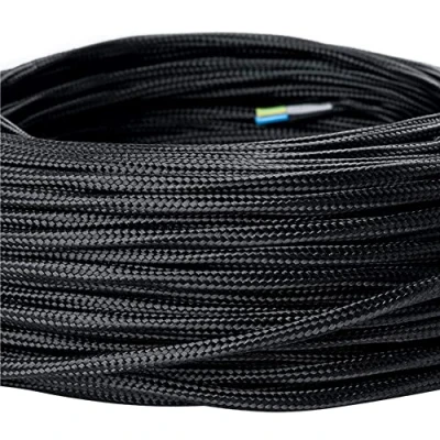 Immagine di cavo tessile per lampade, 3 fili, 3x 0,75 mm², elettrico con conduttore di terra, accessori lampada (10m, Nero)