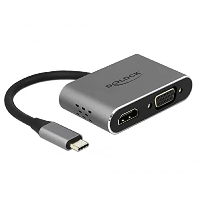 Immagine di Delock Adattatore USB Type C a HDMI e VGA con Porta 3.0 PD