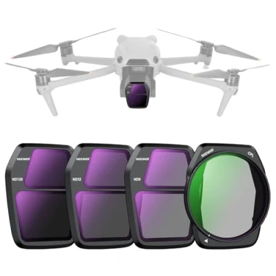 Immagine di NEEWER Set di Filtri ND Compatibili con DJI Air 3S, 4pz, ND8+ND32+ND128+CPL, Accessori Droni, Filtro Polarizzatore Circolare a Densità Neutra Sicuro Vetro Ottico HD Multistrato Sottile, FL A85