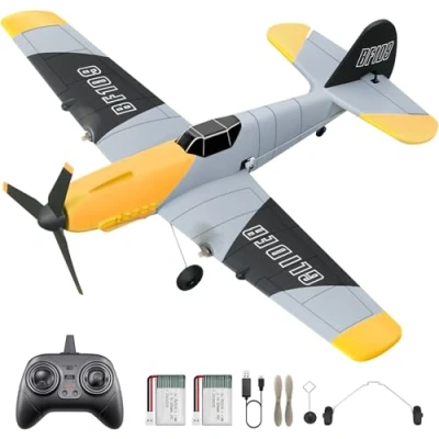 Immagine di HAWK&#039;S WORK Aereo RC a 3 Canali BF 109, Telecomandato pronto al volo, Stabilizzatore giroscopico 6 assi da 2,4 GHz, Facile Pilotare per Bambini e Principianti