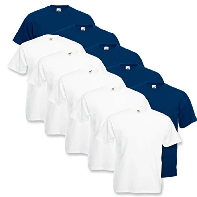 Immagine di Fruit of the Loom Valueweight Maglietta a maniche corte da uomo, confezione 5, 5 Bianco/5 Navy, XL