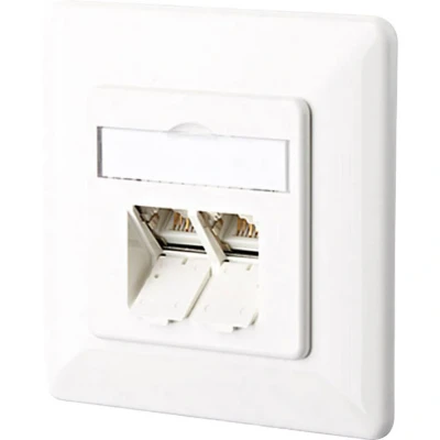 Immagine di Metz Connect 1307381002 I Presa di rete Da incasso Inserto con piastra centrale e telaio CAT 6 2 Porte Bianco puro
