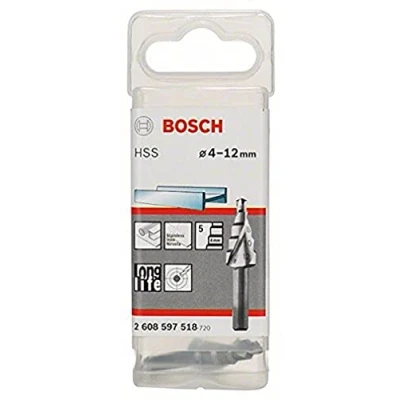 Immagine di Bosch Accessories 2608597518 HSS Punta a gradini 4 12 mm Lunghezza totale 50 Alberino 3 facce 1 pz.
