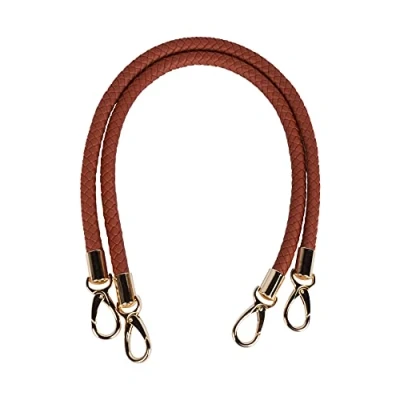 Immagine di besbomig 2 Pezzi Manico per Borsa Intrecciato Tracolla con Fibbie in Metallo 60cm PU Cinturino di Ricambio Accessori Donna Borsetta,Marrone Chiaro