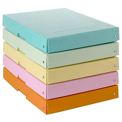 Immagine di FALKEN PureBox Confezione da 5 scatole originali in cartone robusto, 40 mm, formato DIN A4, colori assortiti, scatola regalo vegana, multiuso