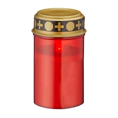 Immagine di Set di 4 lumini funerari a LED, funzionamento batteria, colore rosso, per cimitero (4 funerari)