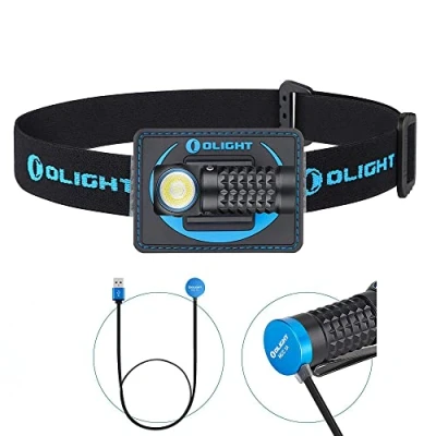 Immagine di OLIGHT Perun Mini Kit Lampada Frontale LED 1000 lumen, Ricaricabile USB Raggio di Luce 100 Metri, 5 Livelli Luminosità, Regolabile a 60 Perfetto per Corsa,Jogging Campeggio Illuminazione