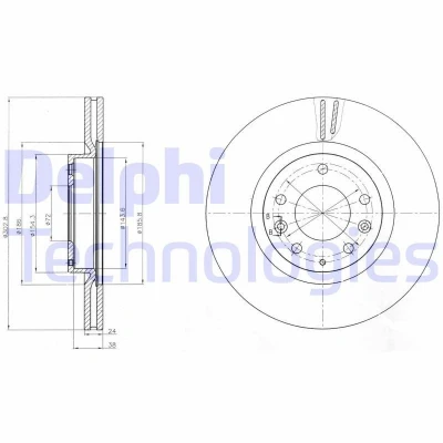 Immagine di DELPHI BG4316 Disco freno 303 24 5 ventilato Oleato non trattato senza cuscinetto ruota, anello sensore ABS MAZDA: RX 8