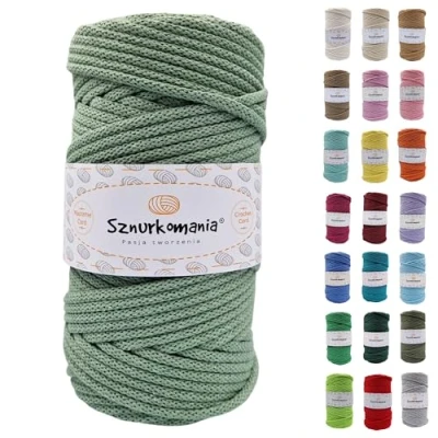 Immagine di cordoncino di cotone 5 mm 100 m, 46 colori, colore salvia e macramè, filo intrecciato da con nucleo, corda