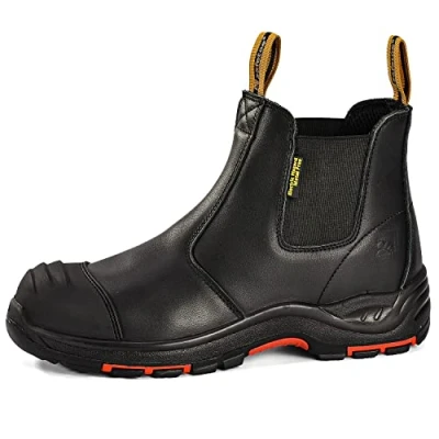 Immagine di S3 M 8025NB Stivali da lavoro uomo e donna, in pelle impermeabile, traspiranti, solette leggere comode, punte composite S1P piastra anti penetrazione, Nero , 44 EU Larga