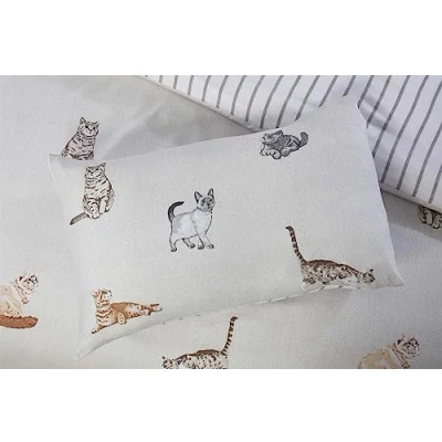 Immagine di Rapport Home Purrfect set di biancheria da letto con gatti, in microfibra 180 fili, reversibile, king size, copripiumino grigio