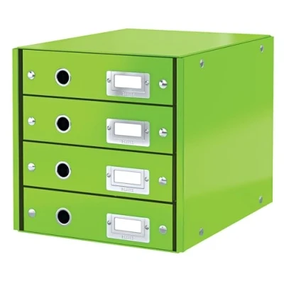 Immagine di Leitz Click &amp; Store Cassettiera a 4 Cassetti Pieghevole, Organizer per Riporre Documenti, Cataloghi e Riviste in Formato A4, Adatta Casa Ufficio, Verde, 60494054