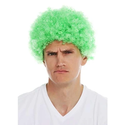 Immagine di WIG ME UP MMAM 9M K427 Parrucca Carnevale Donna Uomo Clown Verde Corti Ricci Crespi Afro Testa crespa