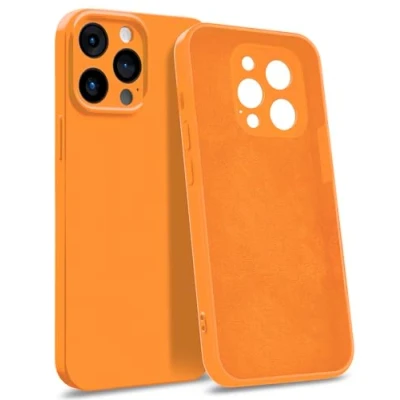 Immagine di MyGadget Custodia in Silicone compatibile con iPhone 14 Pro Max [Quadrupla Protezione] Case Rigido Fodera Microfibra Cover Arancio