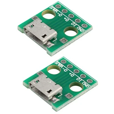 Immagine di HALJIA Adattatore micro USB a DIP, 5 poli, scheda PCB modulo convertitore con connettore femmina di tipo B (2 pezzi)