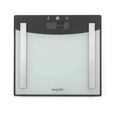 Immagine di Salter 9137 SVWH3R, Bilancia Pesapersone Compatta Professionale in Vetro Premium, Max 180 kg, Rileva Peso, Grasso Corporeo/Acqua, Bmi, Modalità Atleta, 8 Utenti Memoria, Piedini, Batterie incluse