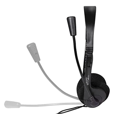 Immagine di BIGtec Cuffia PC con microfono stereo, 1 jack da 3,5 mm, leggera, regolabile, braccio flessibile micro braccio, controllo del volume, cavo 1,8 m, computer, notebook, laptop, gioco, ufficio, casa,