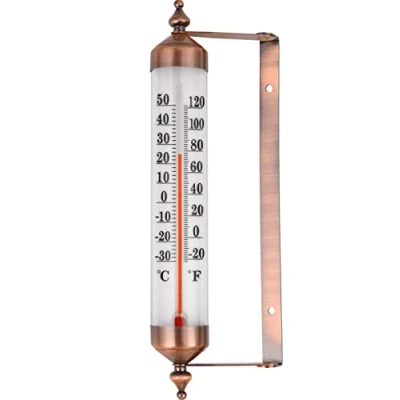 Immagine di Termometro da Esterno con Design Effetto Bronzo Elegante Adatto per il Monitoraggio Della Temperatura Esterna Garage, Serra a Parete