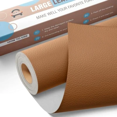Immagine di Patch per Riparazione in Pelle 40 x 160 cm, Toppe Autoadesive Pelle, Adesiva Riparazioni Divano, Sedile Auto, Mobili, Borsa Marrone chiaro