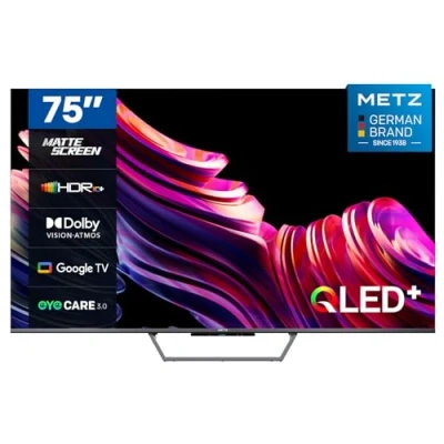 Immagine di Metz Smart TV, MQE7600Z, 75&quot;, QLED, 4K, UHD, HDR 10+, Google Matte Screen, Eye Care, Flicker Free, Auto Ambient Light Sensor, HDMI, USB, Grigio