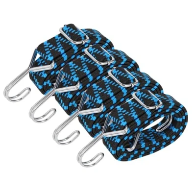 Immagine di Corda Elastica,Cinghie Elastiche 1M Corde con Gancio Regolabile Elastici Ganci per Teloni Portapacchi Auto Moto Bici Telo blu.