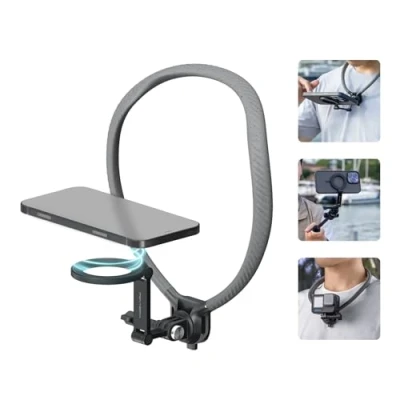 Immagine di PGYTECH Supporto Telefono da Collo Magnetico Selfie, POV/VLOG Porta Cellulare Universale per iphone 15 14 13 Android, Telefoni Telecamere d&#039;azione Gopro/Insta360/DJI,Grigio